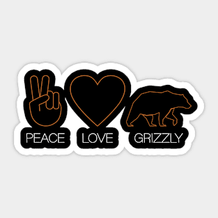 Peace - Love - Grizzly - Grizzly Bear Sticker